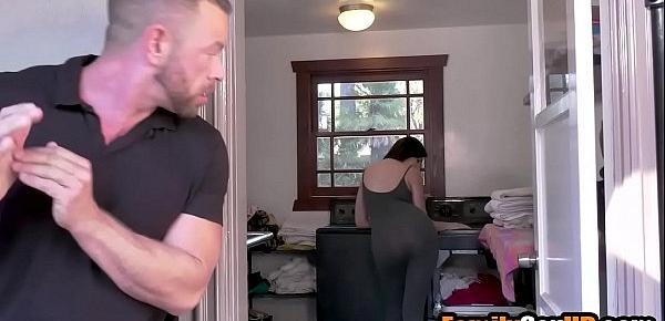  Daughter seducing stepdad to fuck her in laundry room
